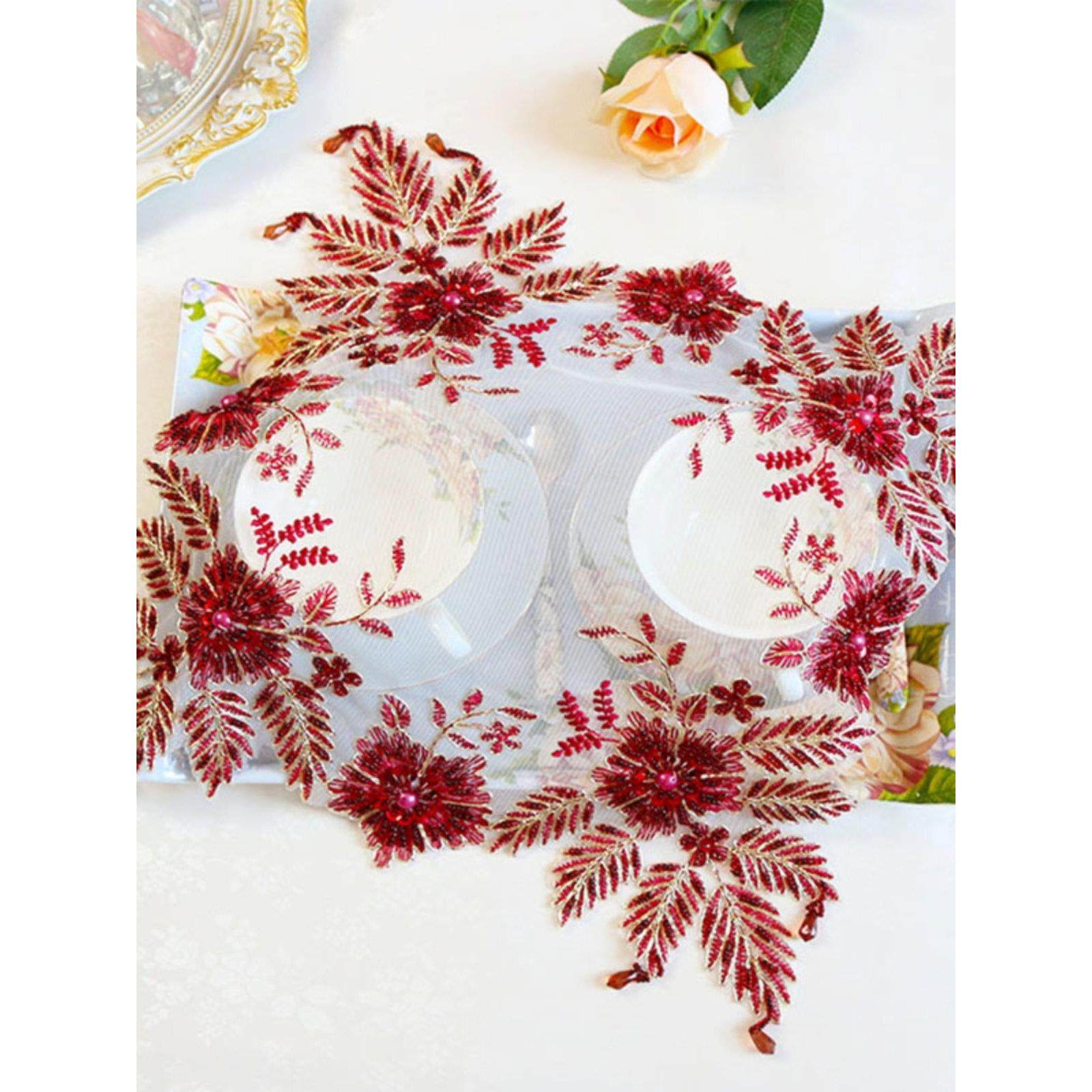 欧式轻奢蕾丝钉珠电饭锅盖布布艺破壁机空气炸锅茶盘茶具防尘罩布,居家布艺,万能盖巾,淘宝优惠券,粉丝福利购,淘宝优惠卷