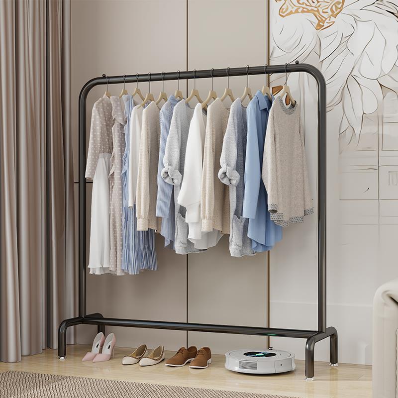 晾衣架落地卧室内挂衣服架子单杆式阳台加粗挂衣杆家用简易衣帽架