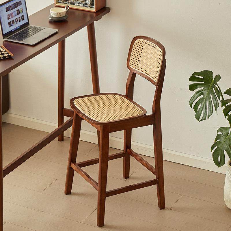 日式简约藤编实木吧台椅家用客厅靠背高脚椅餐厅吧椅咖啡厅高椅子,住宅家具,家用高脚椅,淘宝优惠券,粉丝福利购,淘宝优惠卷