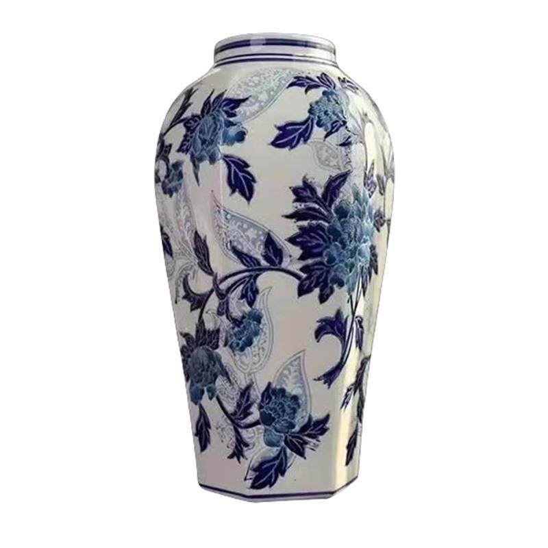 陶瓷花瓶ldquo京城牡丹rdquo开运摆件新中式玄关客厅手绘青花瓷