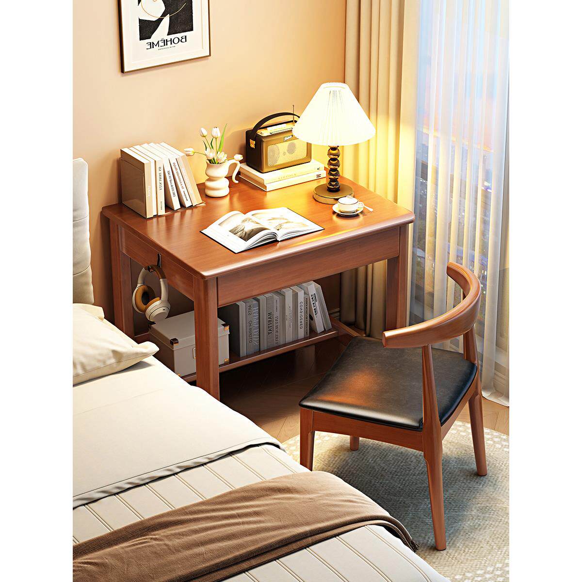 北欧实木书桌学生家用60/70/80cm小尺寸电脑桌卧室小型单人学习桌