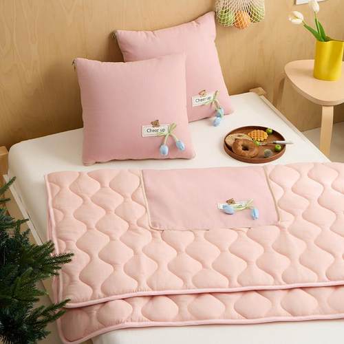 纯棉全棉抱枕被子两用二合一汽车用靠背垫办公室午睡毯空调被夏季