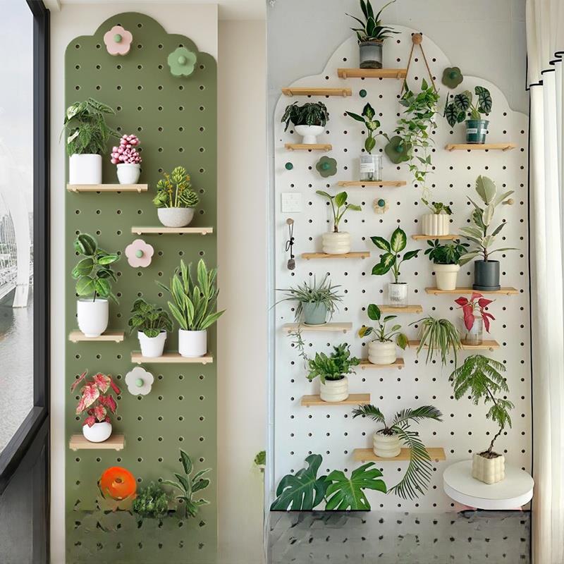 洞洞板置物架定制阳台空间利用神器绿植墙实木多肉收纳花架造型墙