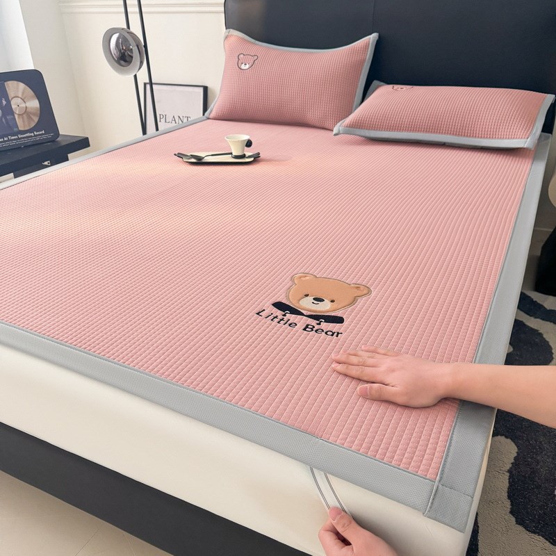 夏天冰丝豆豆凉席三件套冰丝w凉席床上用品软席可水洗机洗南通家