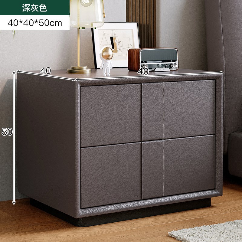 床头柜简约现代2024新款轻奢高C级感主卧皮床床边柜网红床边收纳
