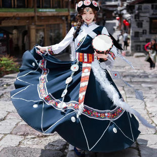 新款纳西族服装云南少数民族服饰摩梭族成人披星戴月旅拍演出服