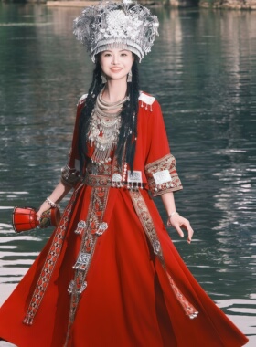 新款迤逦风情土家族苗族苗疆少女少数民族显瘦服饰舞蹈演出服套装
