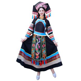 新款壮族苗族少数民族服饰成人三月三舞蹈演出盛装壮锦长裙服装