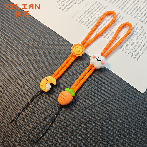 活力橙色卡通调节扣手机挂绳