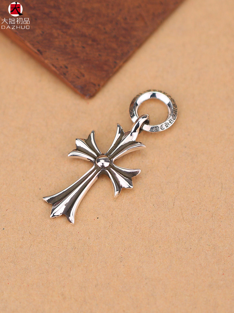 thumbnail for Vintage vertical cross Tiny pendant 925 sterling silver American trendy brand for men and women, personalized silver decoration vertical single pendant
