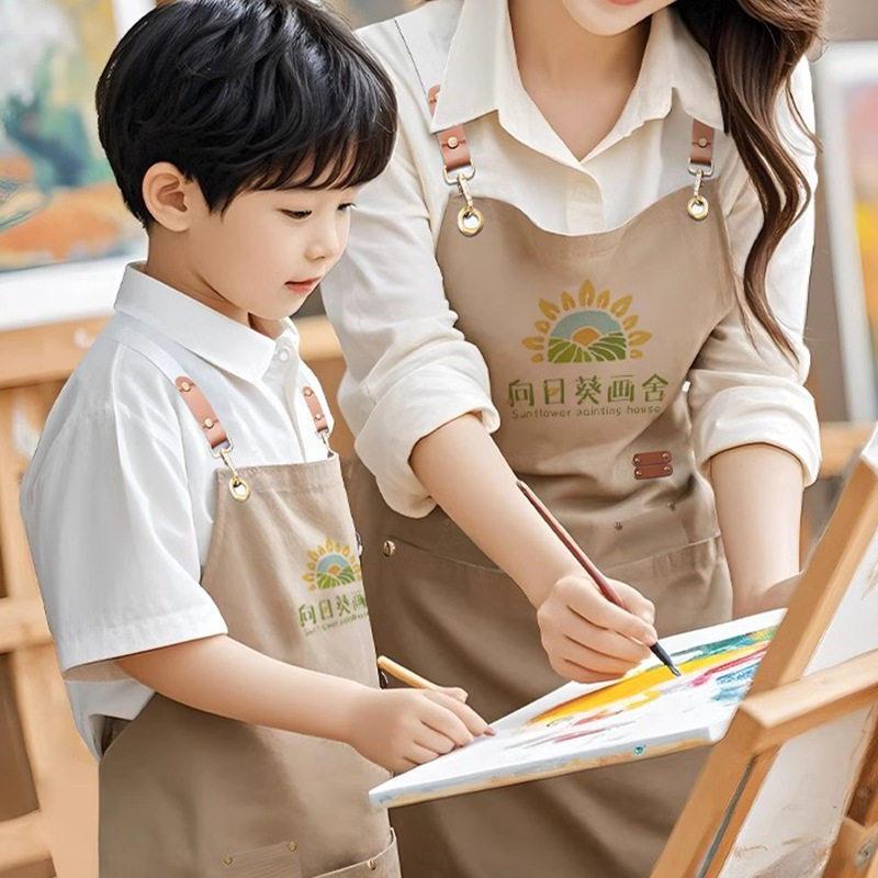 儿童防油家用厨房背带围裙时尚韩版做饭干活耐脏服定制学画画