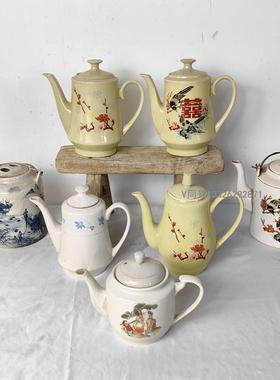 70年代怀旧旧物老式旧茶壶茶水壶柄壶梅花壶喜鹊灯眉寿星壶