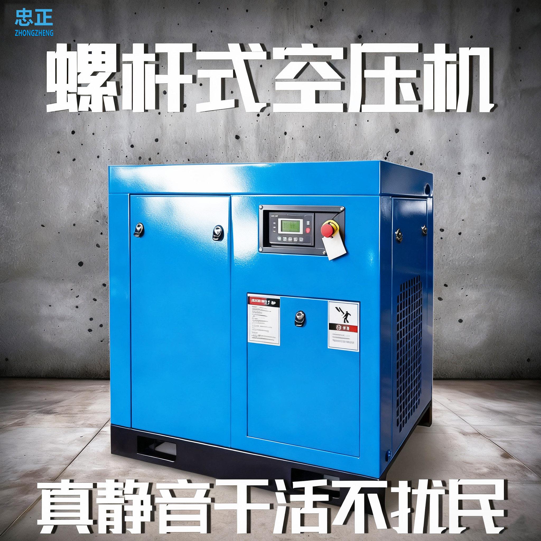 忠正螺杆式空压机永磁变频7.5/11KW22千瓦静音220v工业空气压缩机