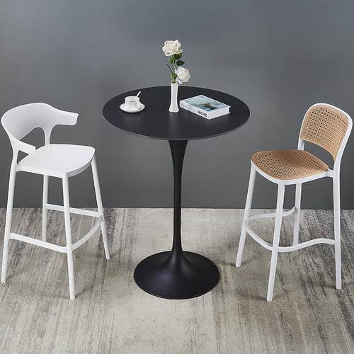 北欧吧台桌轻奢简约圆形吧桌小户型家用阳台休闲高脚桌岩板高桌子
