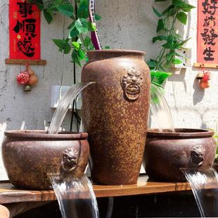 流水陶罐瀑布全套养鱼古法鱼缸覆古过滤器造景生态循环水鱼池摆件