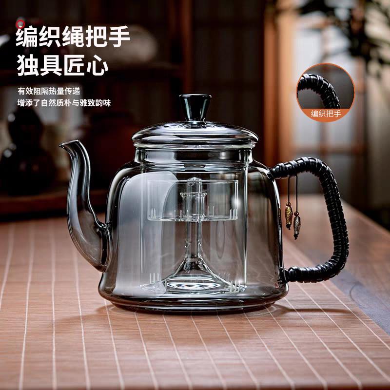 高硼硅耐热玻璃壶提梁壶蒸煮一体加厚玻璃电陶炉专用可明火加热
