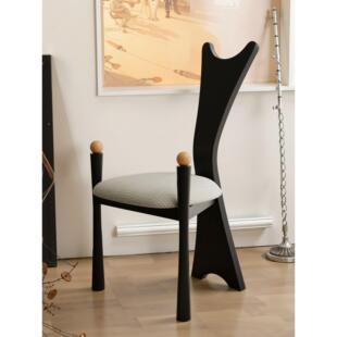 法式覆古实木餐椅家用中古风靠背椅子2025新款餐桌椅餐厅主人椅