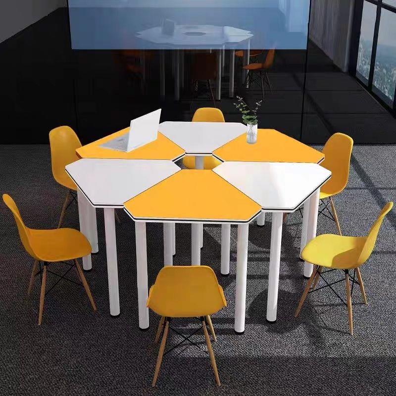 彩色六边形阅览室桌椅美术桌绘画桌图书馆桌椅智慧教室异形桌组合