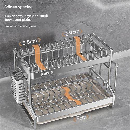 316不锈钢餐具存储架，排水碗架，多功能台面存储架，碗和筷子存