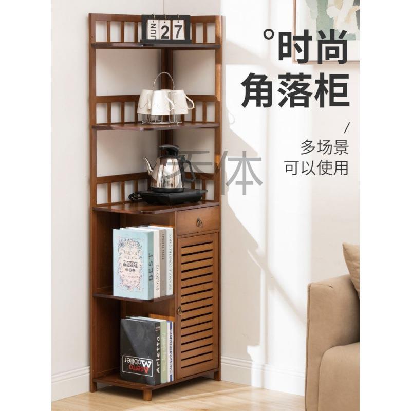 q褅11新中式博古架靠墙实木多功能落地储物柜收纳架茶具多宝格转