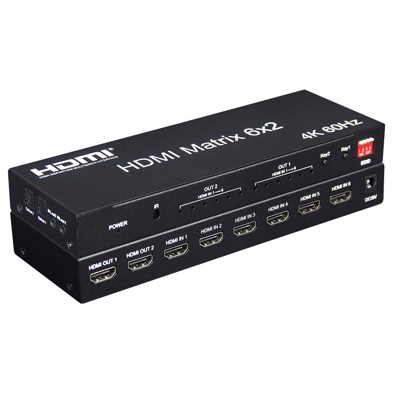 2.0版HDMI切换器6进2出矩阵4K电脑高清视频hdmi分配器六进二出四8
