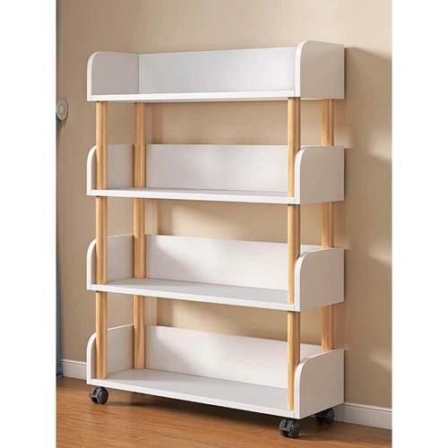 简易书桌旁桌边可移动小书架带轮置物架网红落地多层书本收纳架子