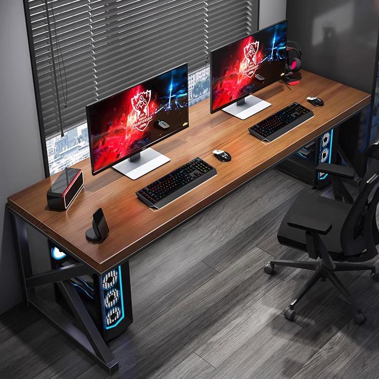 实木大板双人台式电脑桌家用卧室办公桌黑胡桃电竞桌客厅大书桌