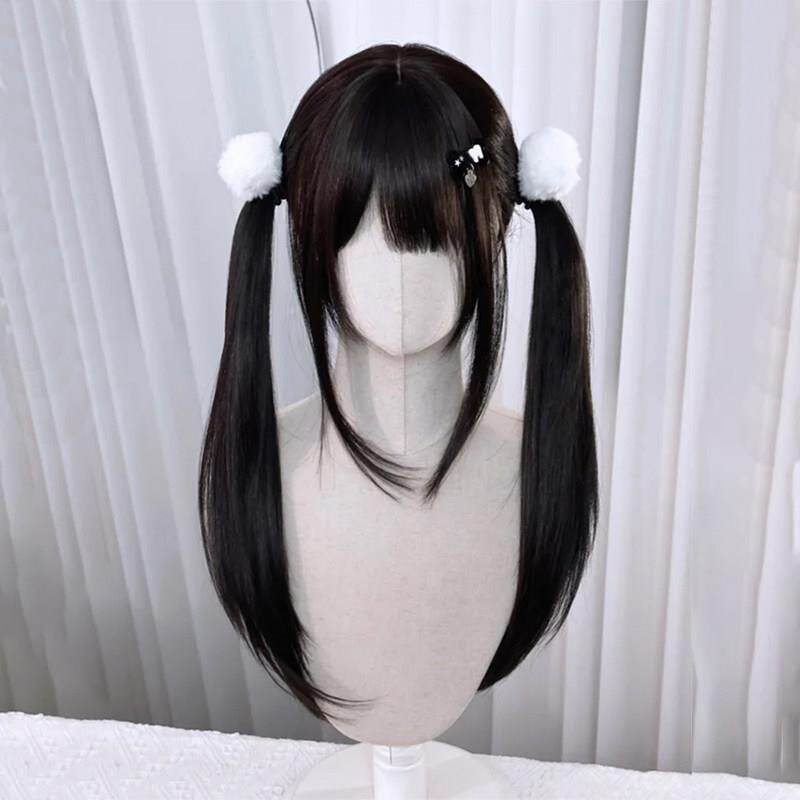 【漫感女主】假发女长发齐浏海黑长直全头套式lolita自然彷真人发