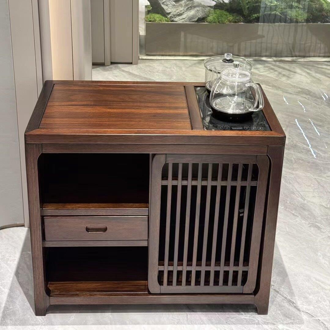 新中式乌木茶柜客厅沙发侧柜沸水一体壶全自动茶几侧茶柜