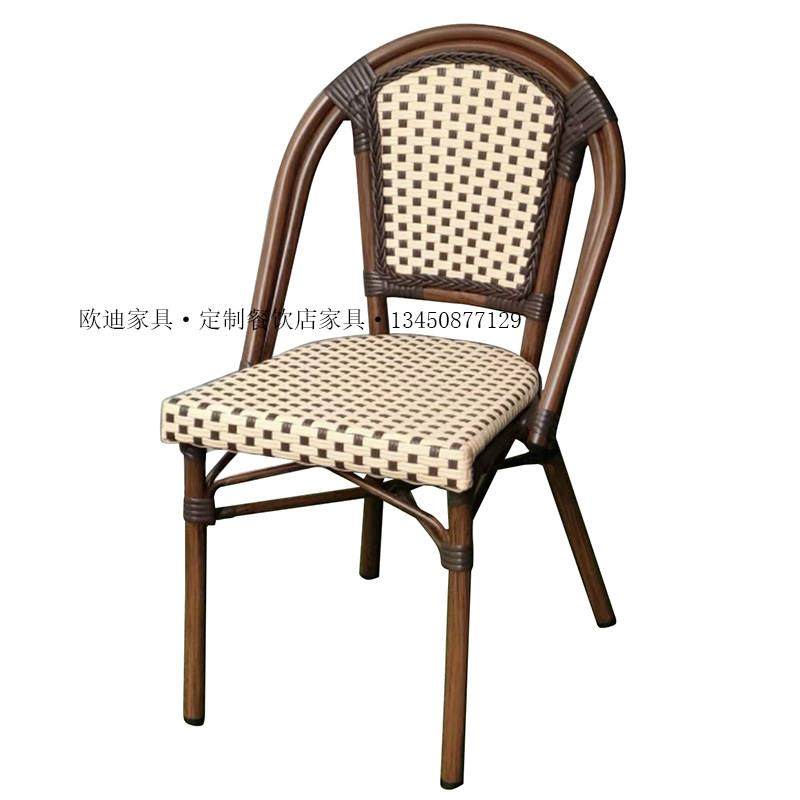 户外桌椅法式餐桌大理石圆桌奶茶咖啡厅桌椅组合覆古民宿餐吧藤椅