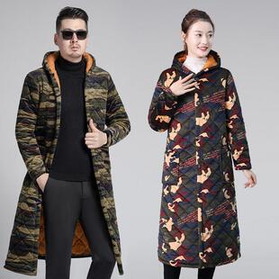 冬季男女款加厚加绒罩衣保暖加棉加长过膝工作服棉衣外套迷彩围裙