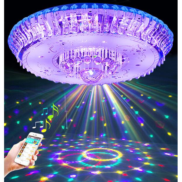 音乐客厅灯简约现代家用水晶灯蓝牙网红卧室吸顶灯具套餐圆形智能