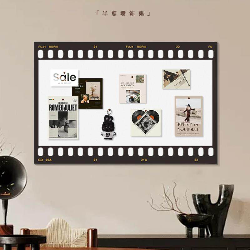 底片毛毡照片墙卧室玄关黑白高级感墙面装饰画 划客厅沙发背景墙