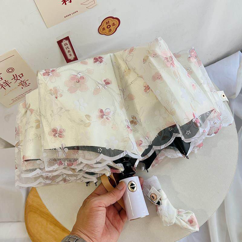 全自动双层蕾丝遮阳伞女小清新防晒抗UV黑胶遮阳折叠晴雨两用,居家日用,伞,淘宝优惠券,粉丝福利购,淘宝优惠卷