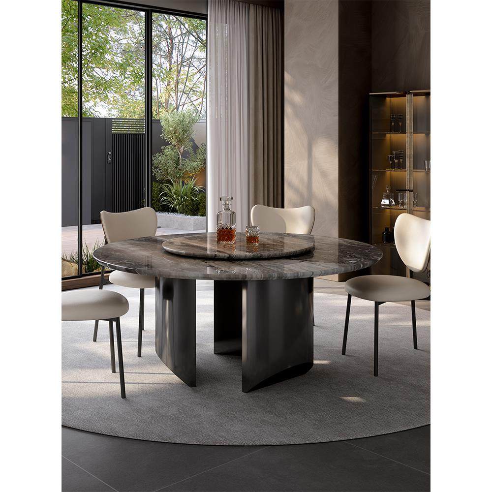 天然奢华石材威尼斯棕色天然奢华石材餐桌圆形高端餐桌意大利无障