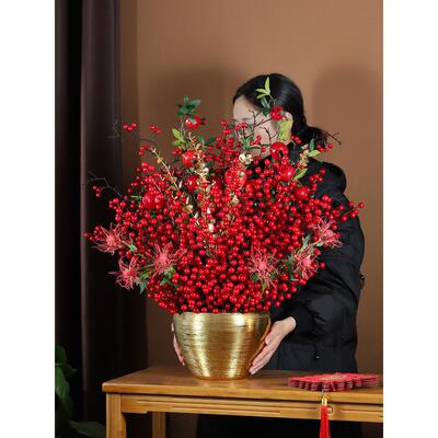 新居，吉祥果，人造花，客厅装饰，冬青红果，婚礼开启祝福桶，新