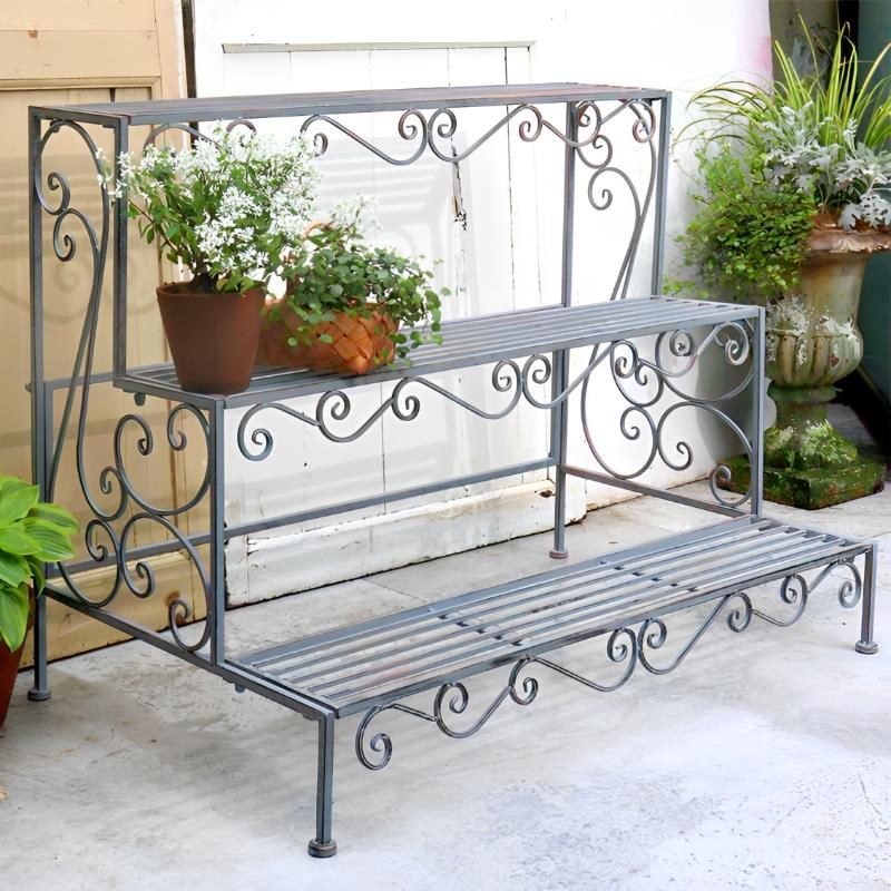 花架子户外庭院铁艺多层花盆架室外落地式多肉架子楼梯阳台置物架