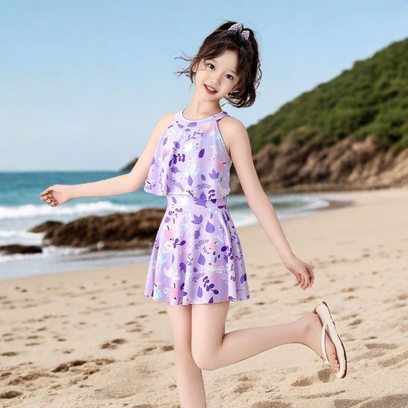儿童泳衣女孩甜美2025新款洋气中大童女童宝宝连体泡温泉速干泳装