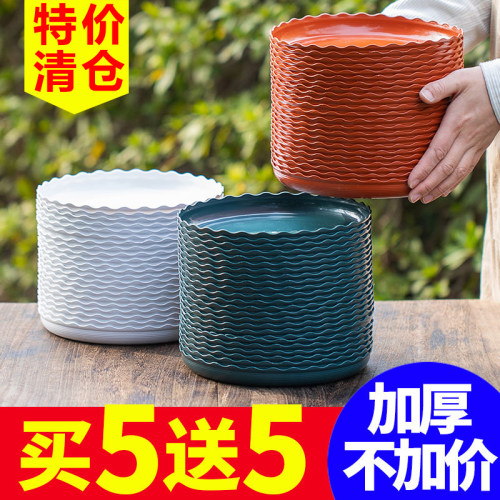 加厚PP树脂花盆移动接水托盘