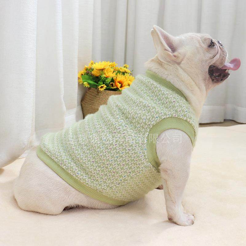 法斗衣服v领马甲背心加厚秋冬胖狗短体斗牛犬巴哥犬淑女毛绒富贵