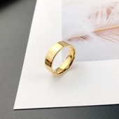 钛钢简约食指大码 金色素圈女戒指男潮牌高级感单身戒光面男士 个性