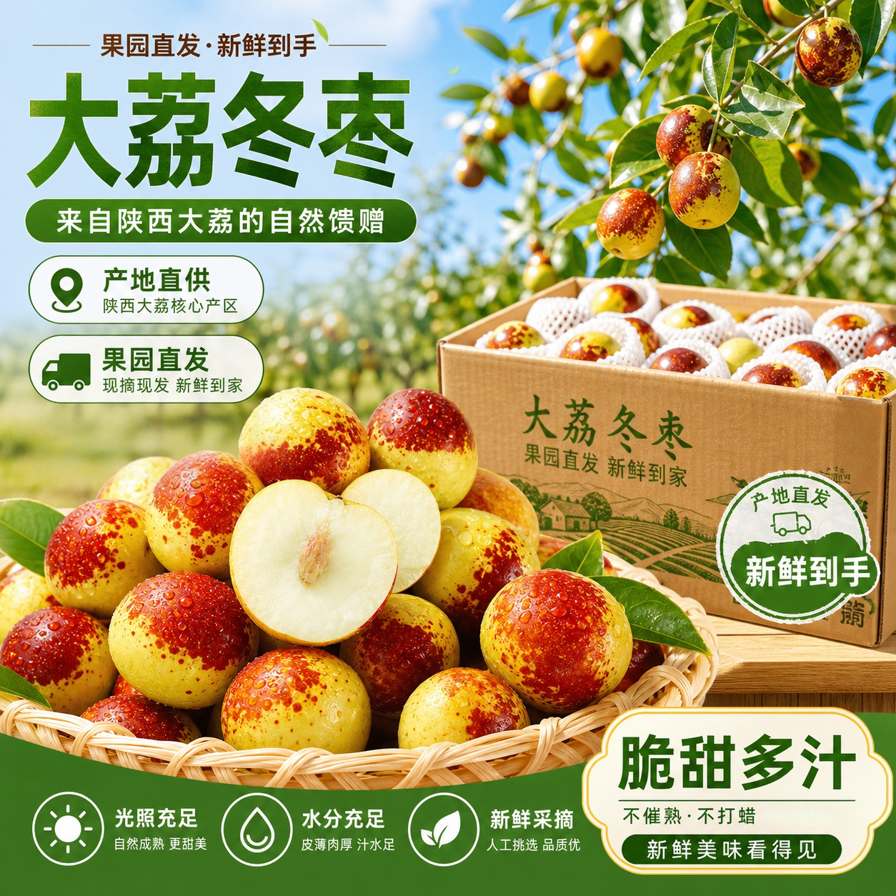 陕西大荔冬枣冰糖脆鲜5斤装