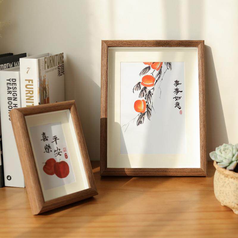 立体中空木质相框摆台挂墙5678寸A4a3新中式书法字画卡纸画框