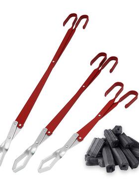 现货红色烧烤铝碳夹 厨房用长柄木炭夹 家用bbq烧烤加长夹煤炭夹