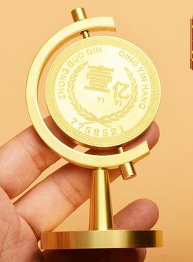 黄铜一个亿小目标转转手把件办公室桌面解压旋转把玩工艺品摆件