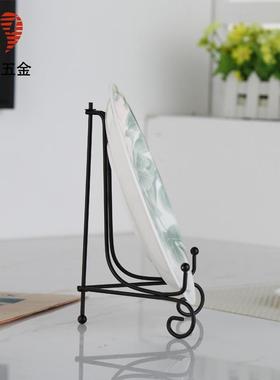 顺玉五金 欧式立式创意铁艺盘架三脚架茶饼展示架挂盘架子托底座