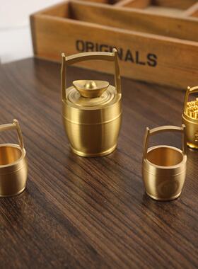 唐腾黄铜元宝转转一桶金桌面摆件车载摆件创意解压转转铜家居礼品