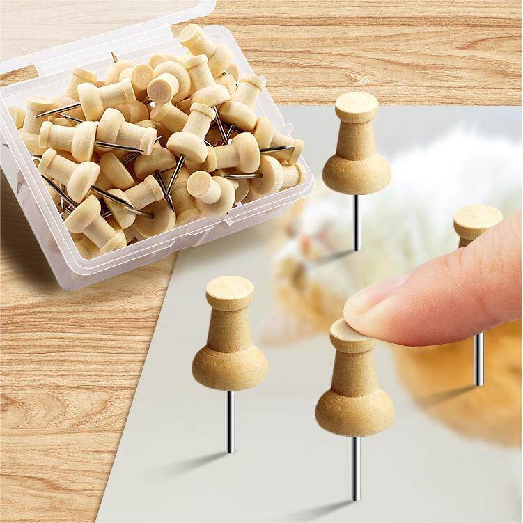 原木50枚图钉按钉大头工字钉软木板手工装饰照片长尾固定器摁钉