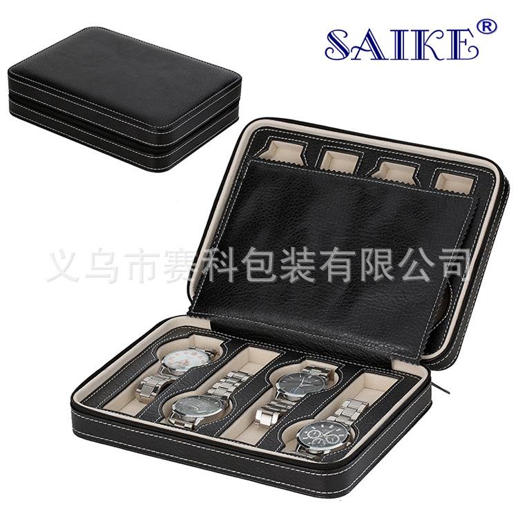 现货皮革8位便携式拉链手表盒包手表收纳皮盒包轻便易携耐用