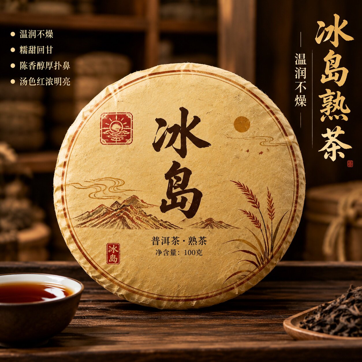 【原产地直发】冰岛熟茶饼100克357克7饼装云南普洱口粮茶散装